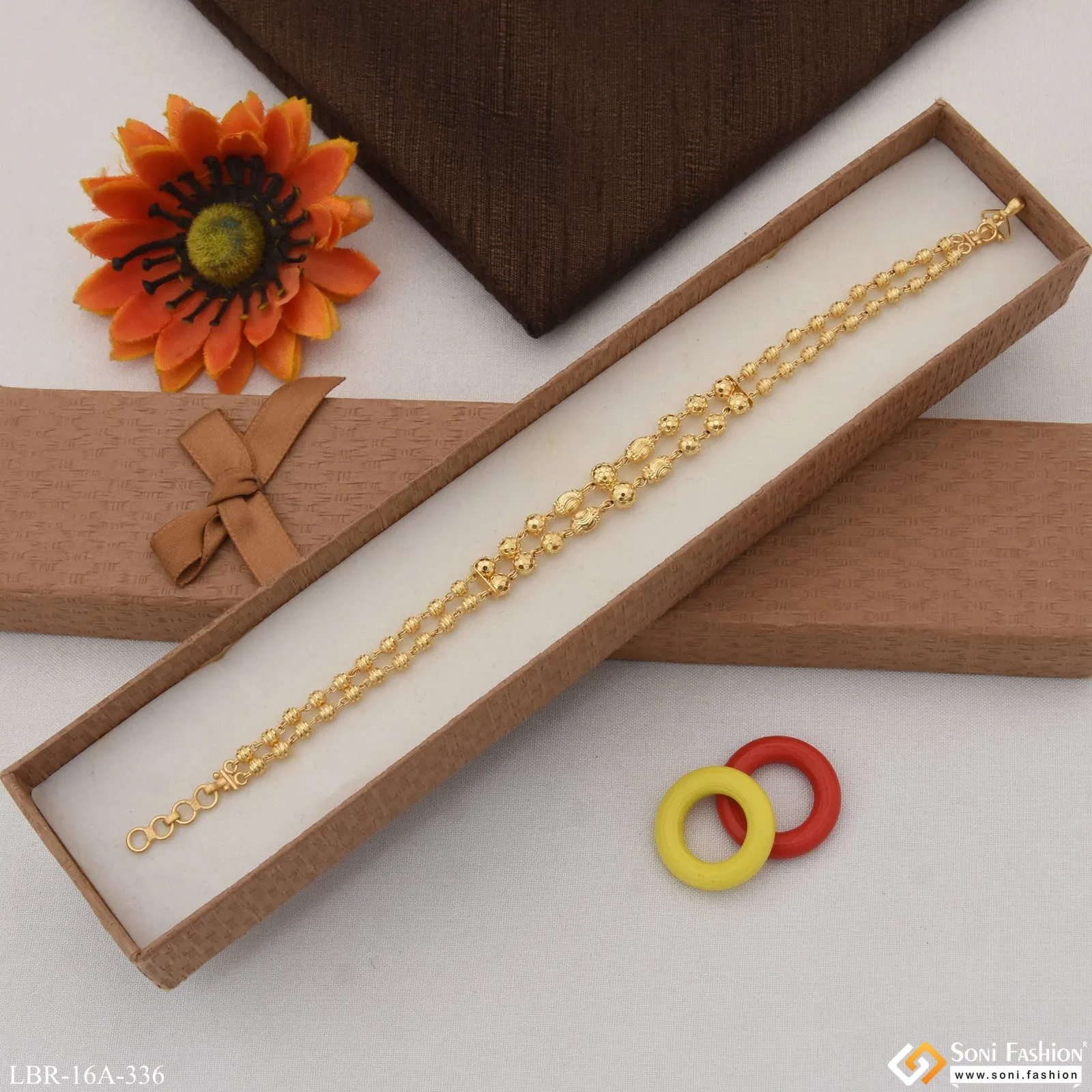 1 Gram Gold Plated Decorative Design New Style Bracelet for Lady - Style A336