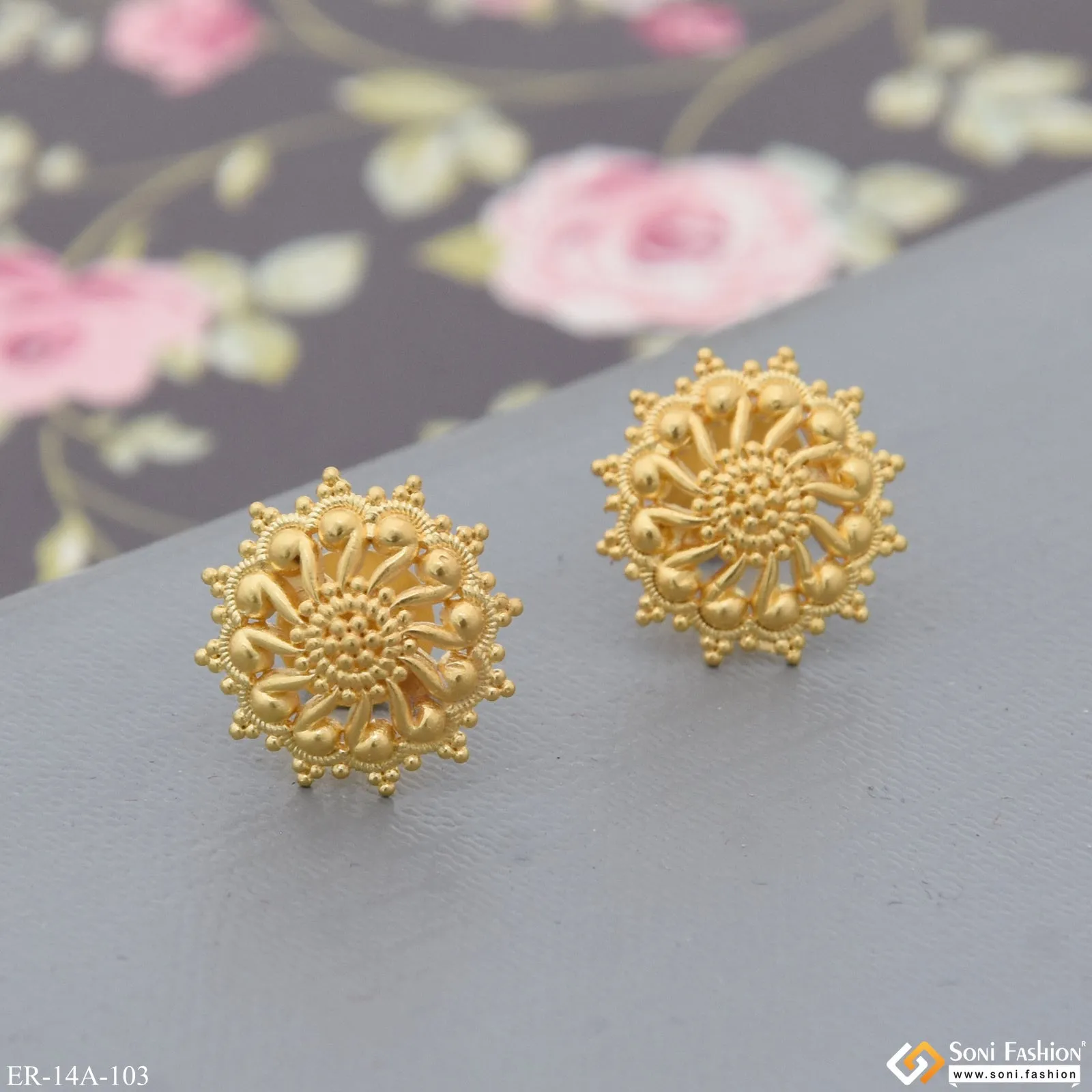 1 Gram Gold Plated Glittering Design Earrings for Women - Style A103