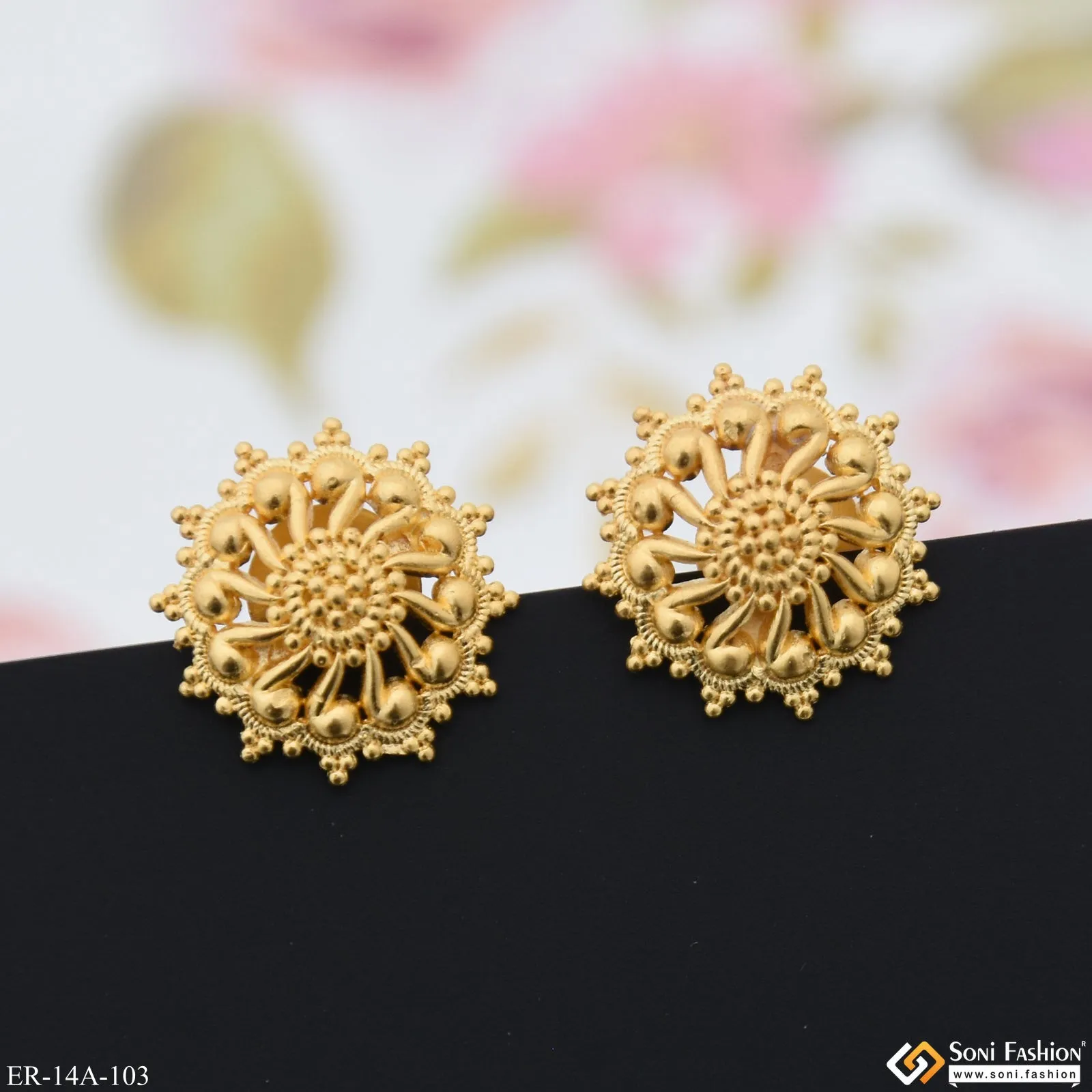 1 Gram Gold Plated Glittering Design Earrings for Women - Style A103