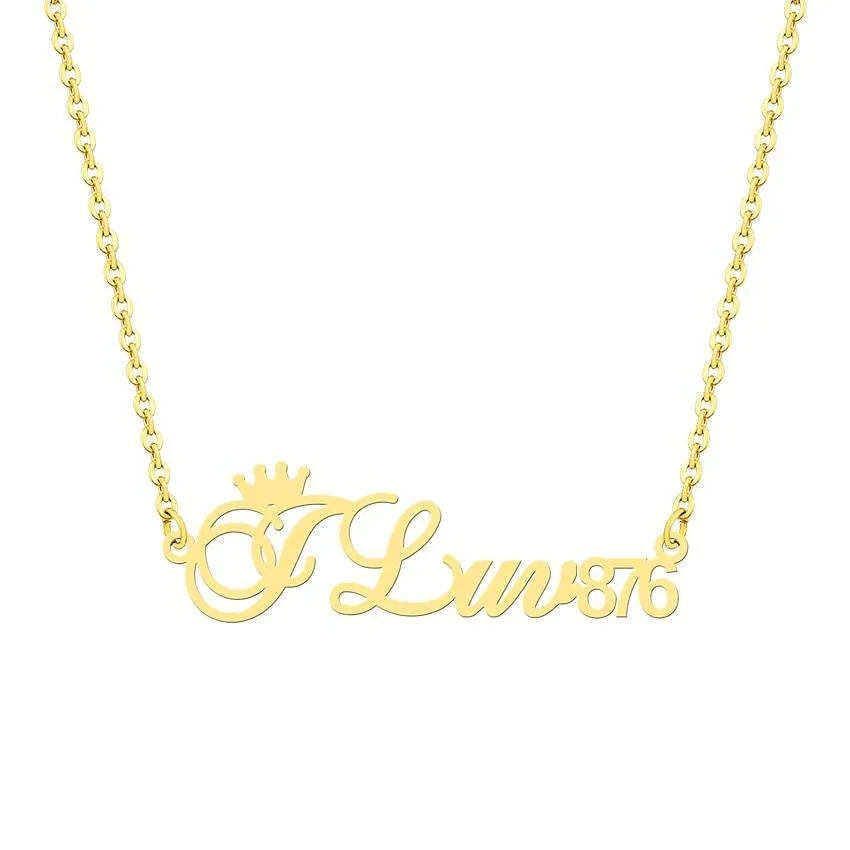 18k Gold Plated Name Necklace With Crown- Personalized Gift For Women