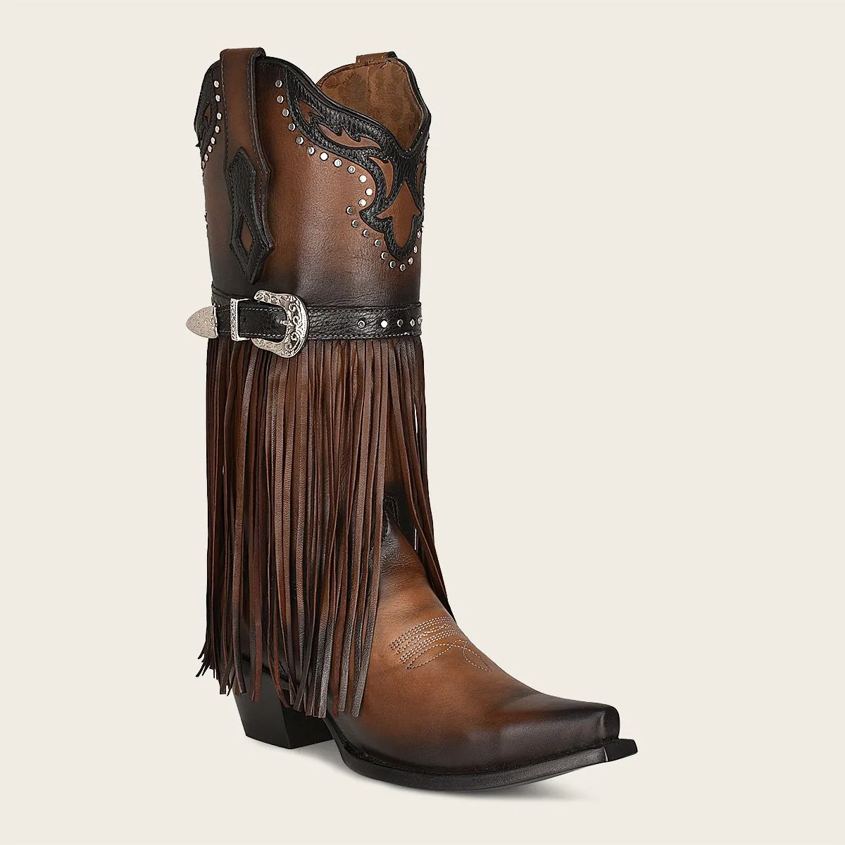 1GAXRS - Cuadra brown western cowgirl fringed leather boots for women