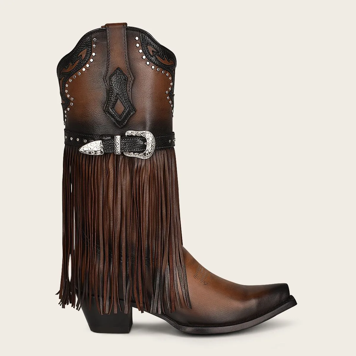 1GAXRS - Cuadra brown western cowgirl fringed leather boots for women