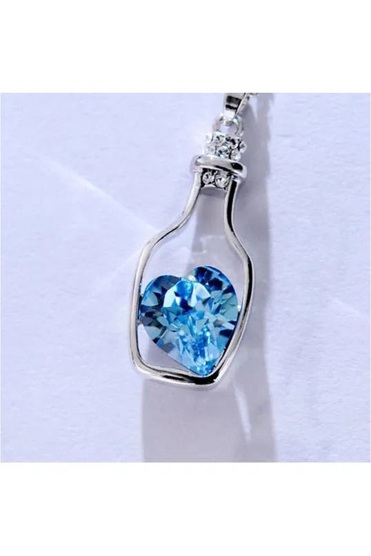 3-colors Heart Crystal Pendant Necklace