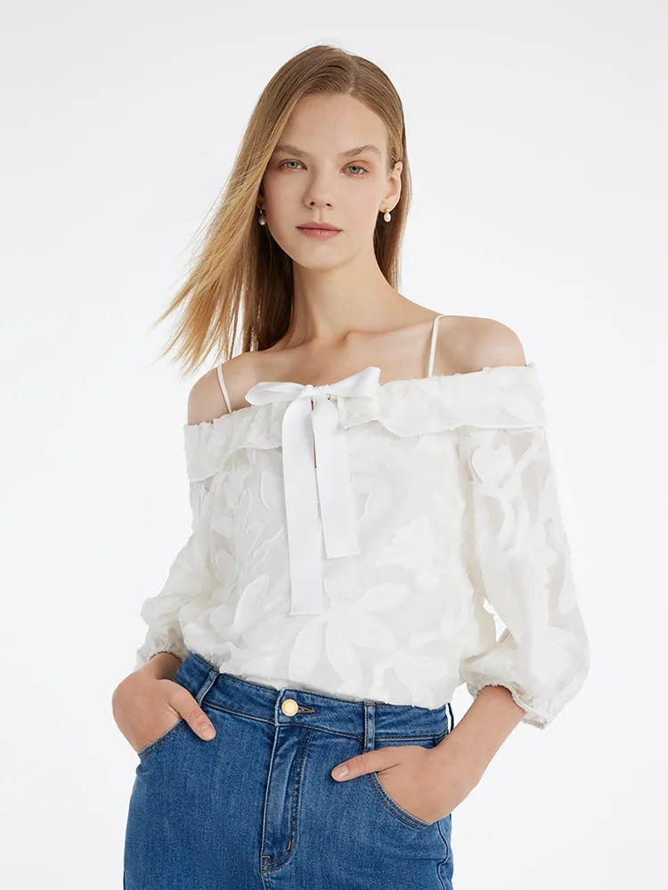 8.5 Momme Mulberry Silk Off Shoulder Women Blouse