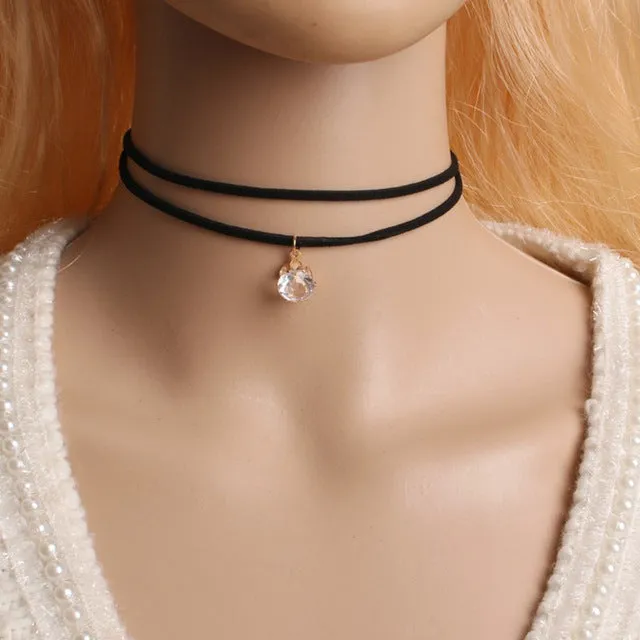 90's Inspired Gothic Lolita Punk Choker Necklace Black Velvet Suede Steampunk Torques Jewelry Statement Colar Christmas Gift