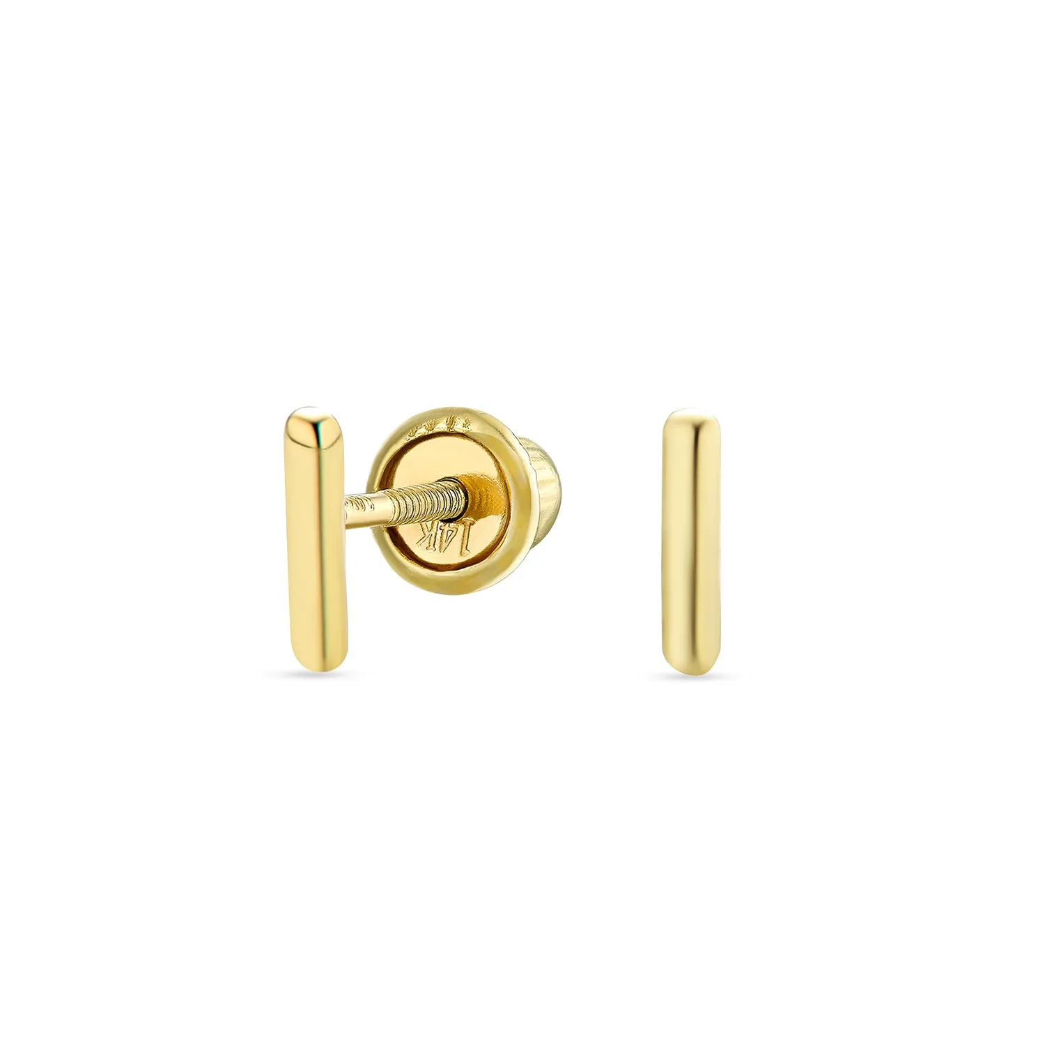 A-Z Geometric Alphabet Letter Initial Stud Earrings Real 14K Gold