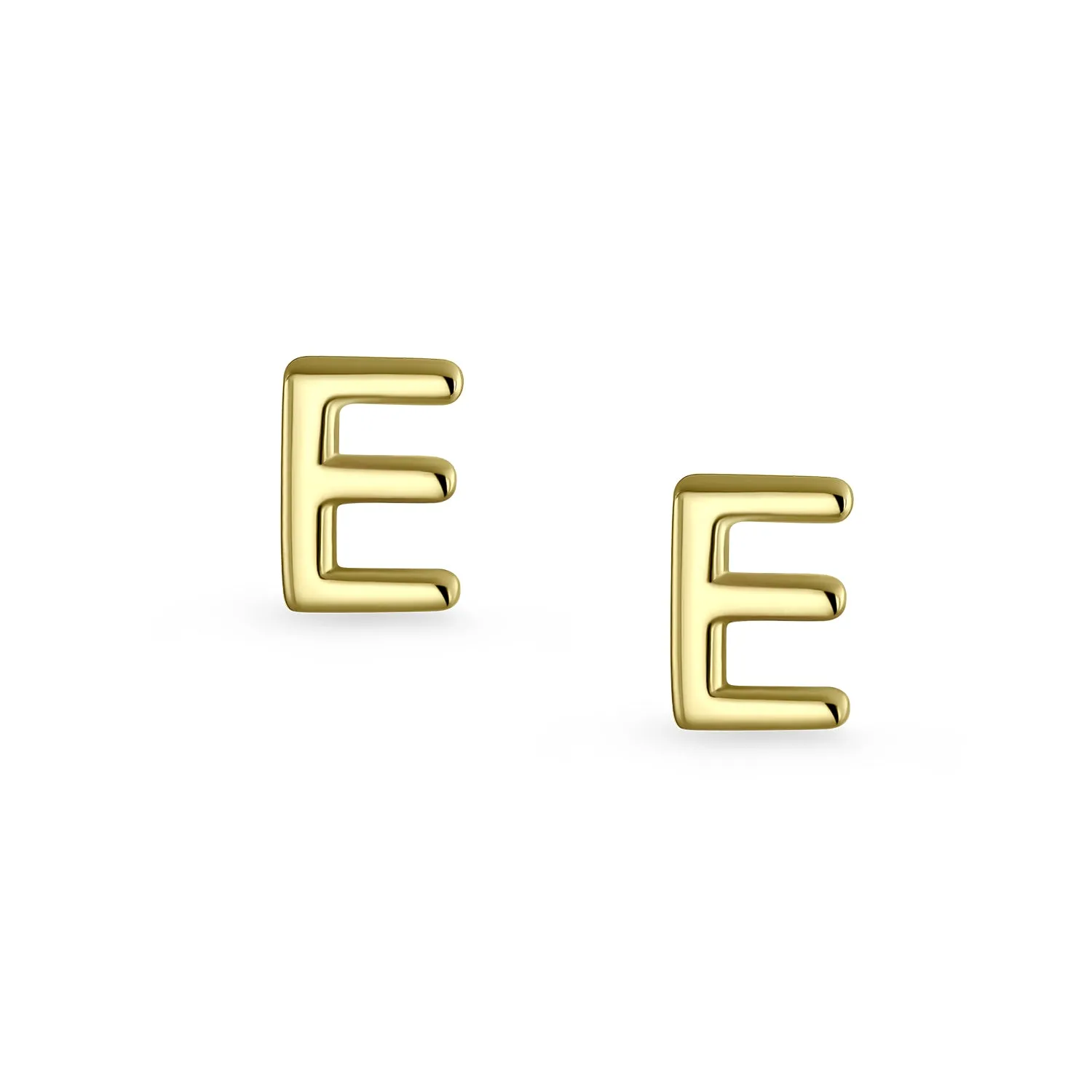 A-Z Geometric Alphabet Letter Initial Stud Earrings Real 14K Gold