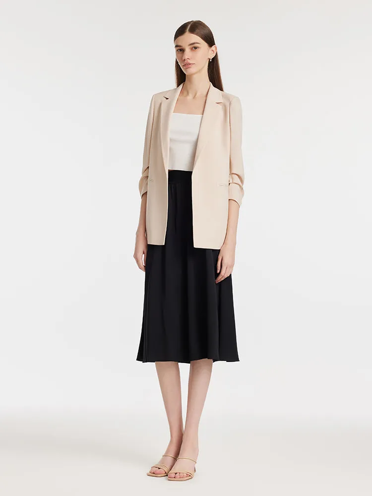 Acetate Ruched Sleeves Women Blazer