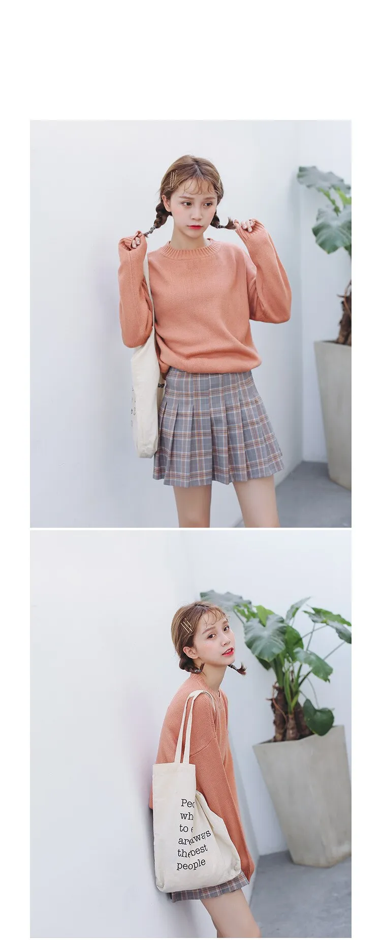 All Match Casual Basic Solid O-neck Long Sleeve Loose Female Sweaters