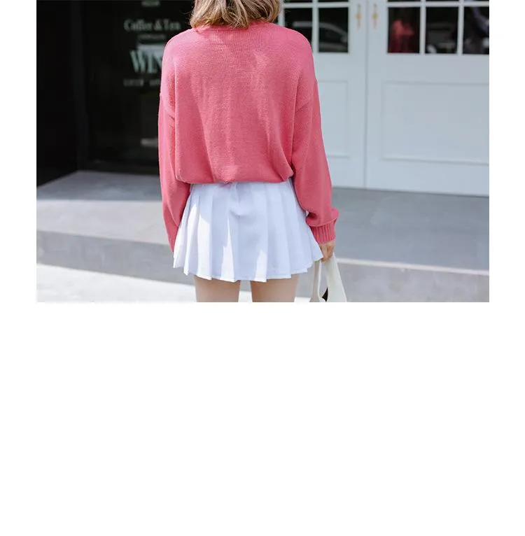 All Match Casual Basic Solid O-neck Long Sleeve Loose Female Sweaters