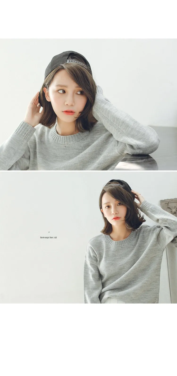 All Match Casual Basic Solid O-neck Long Sleeve Loose Female Sweaters