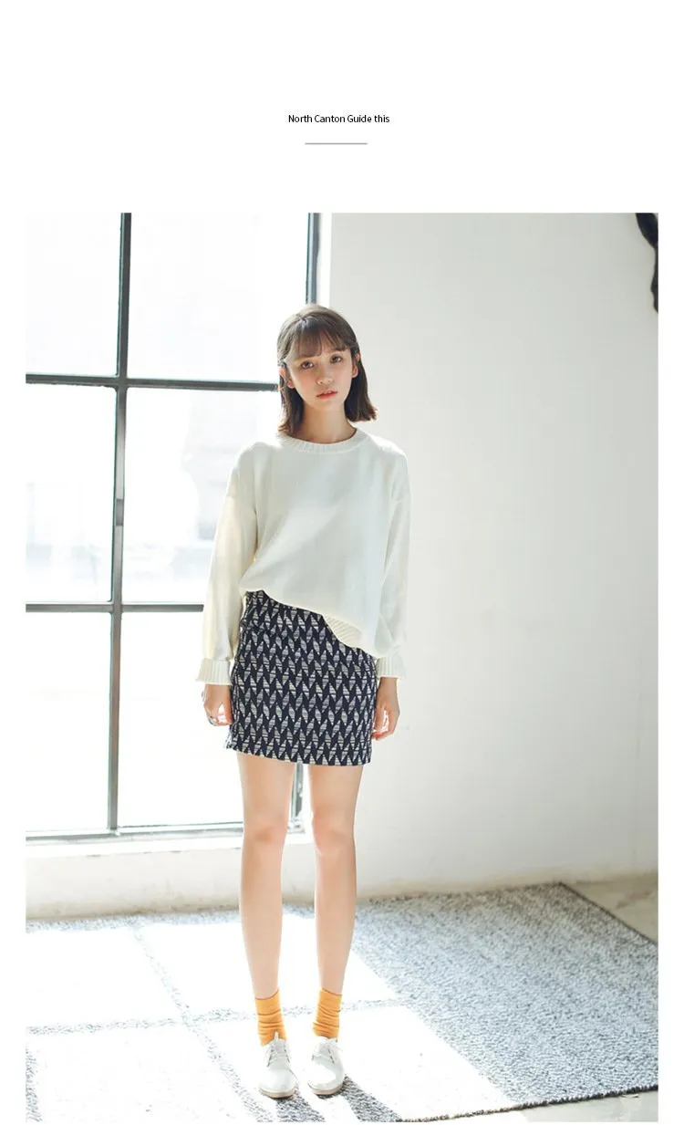 All Match Casual Basic Solid O-neck Long Sleeve Loose Female Sweaters