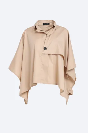 Asymmetrical Trench Shirt - Beige