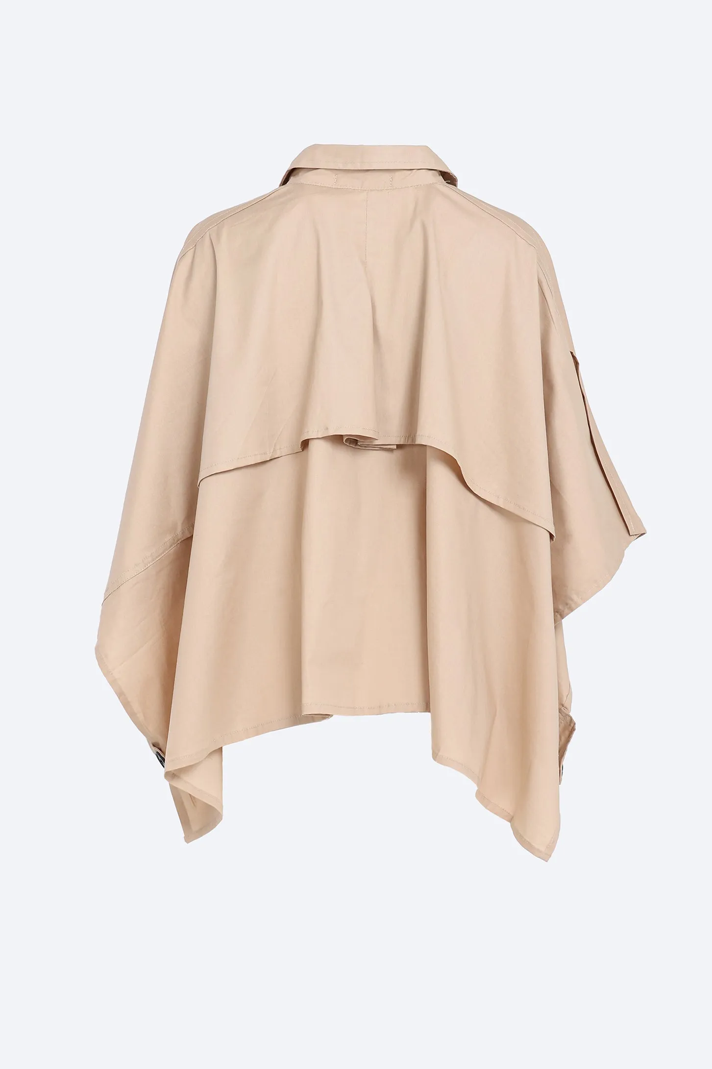 Asymmetrical Trench Shirt - Beige