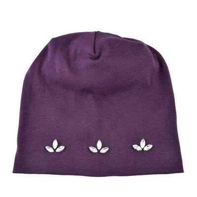 Autumn Fashion Casual Cotton Rhinestones Knitted Beanies for Women