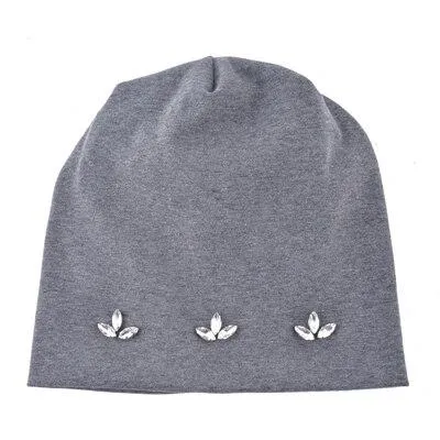 Autumn Fashion Casual Cotton Rhinestones Knitted Beanies for Women