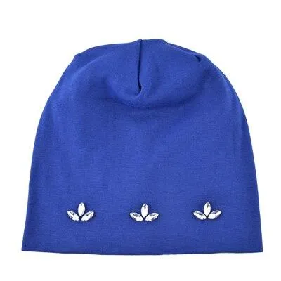 Autumn Fashion Casual Cotton Rhinestones Knitted Beanies for Women