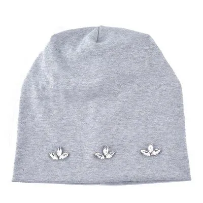 Autumn Fashion Casual Cotton Rhinestones Knitted Beanies for Women