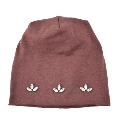 Autumn Fashion Casual Cotton Rhinestones Knitted Beanies for Women