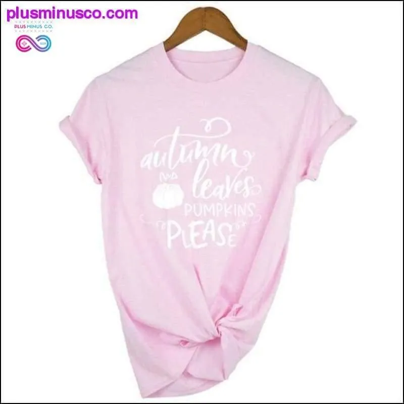 Autumn Leaves Pumpkin Please Slogan Tops Outfit ||