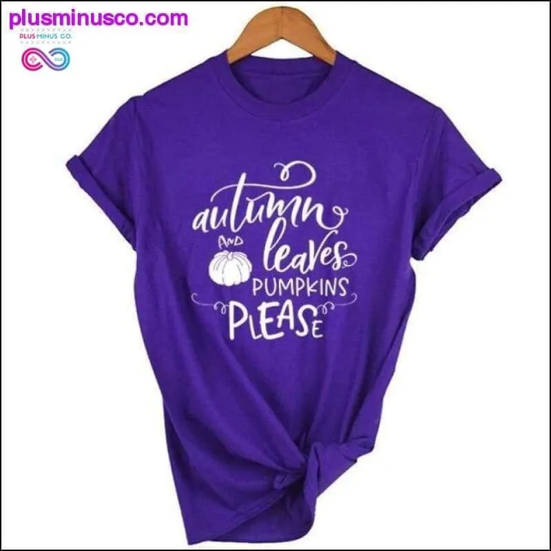 Autumn Leaves Pumpkin Please Slogan Tops Outfit ||