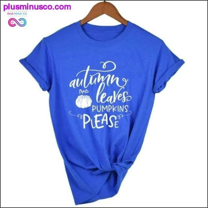 Autumn Leaves Pumpkin Please Slogan Tops Outfit ||