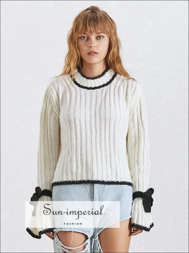 Avi Sweater - Autumn Knitted Pullover Sweater for Women O Neck Flare Sleeve