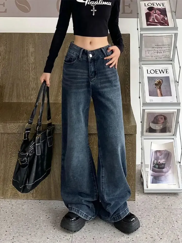 Baggy Women Korean Style Distressed Wide Leg Denim Harajuku Pant