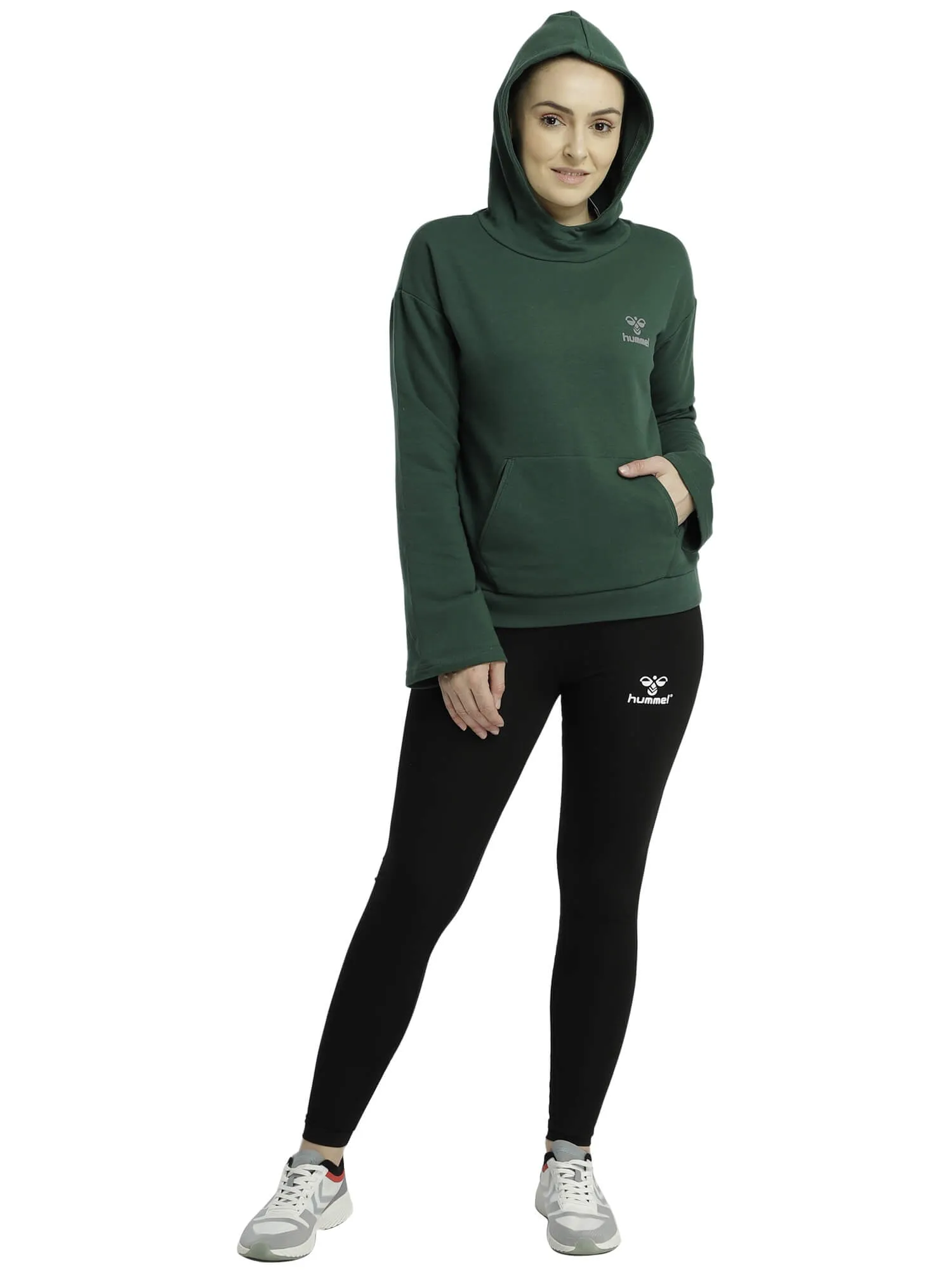 Bebita Women Cotton Green Hoodie