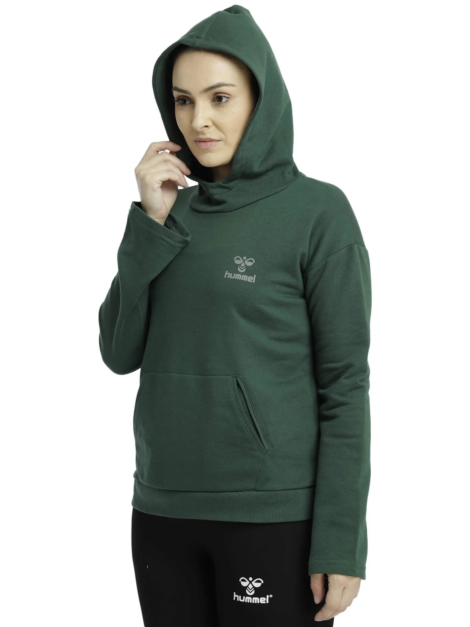 Bebita Women Cotton Green Hoodie