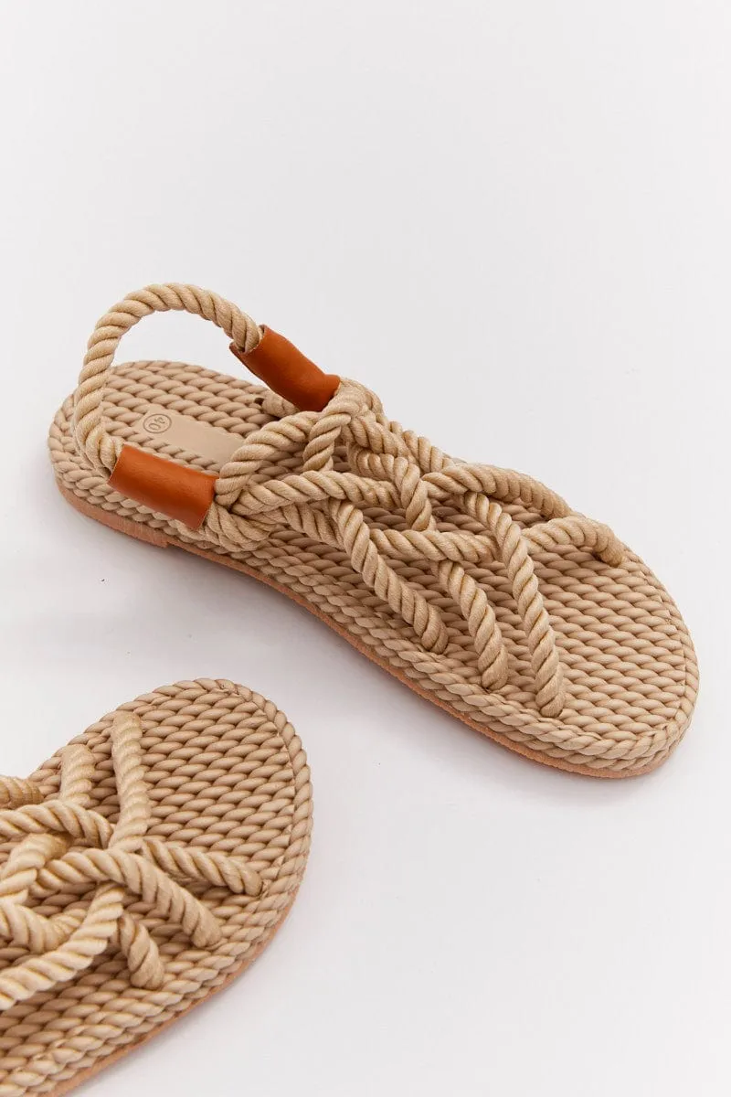 Beige Flat Rope Sandals