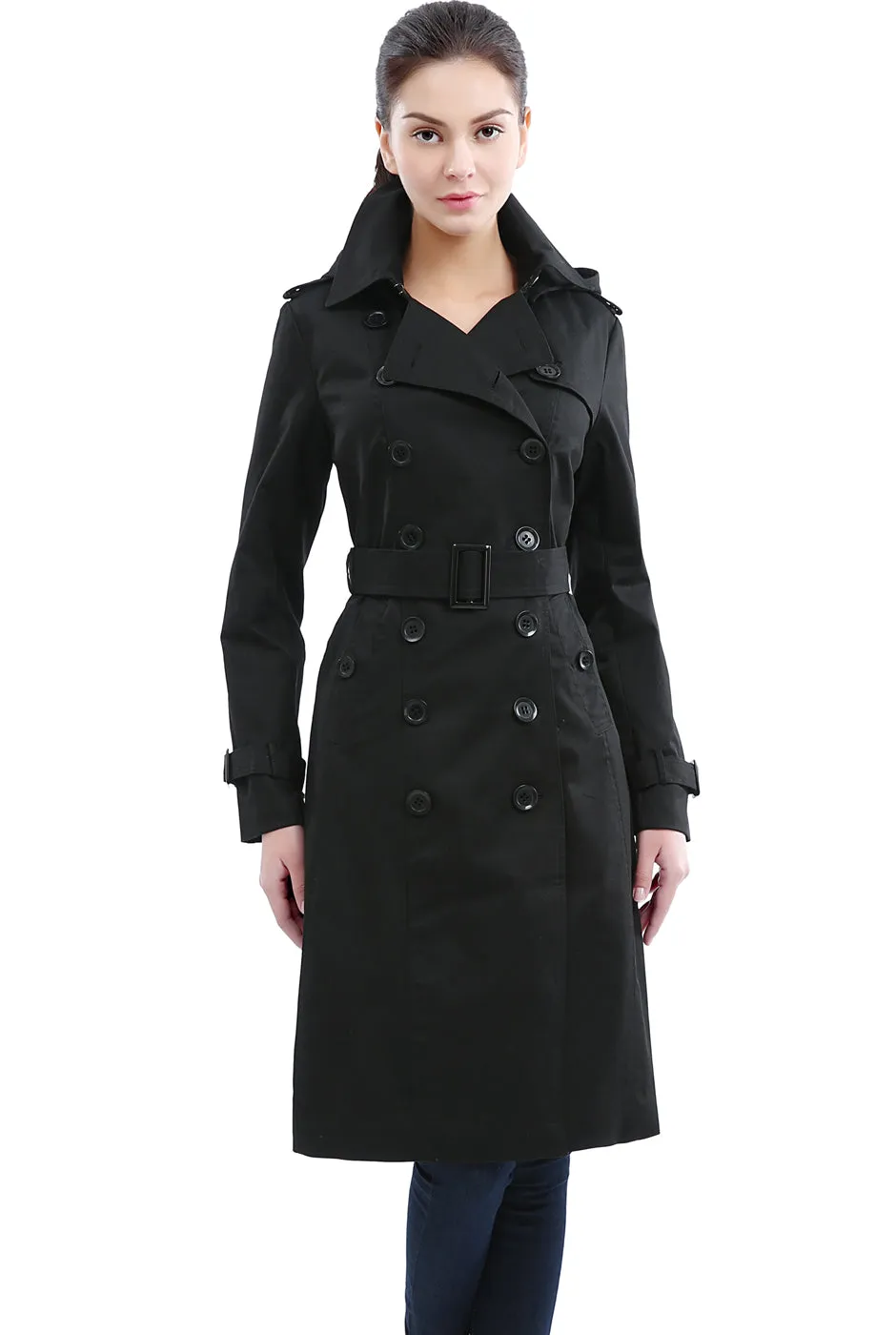 BGSD Women Chloe Waterproof Classic Hooded Long Trench Coat