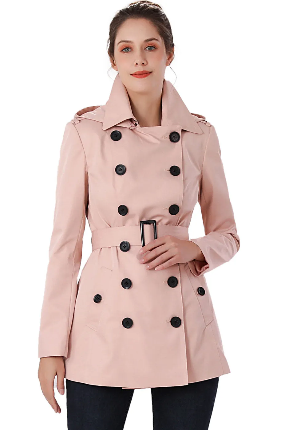 BGSD Women Evelyn Waterproof Classic Hooded Short Trench Coat