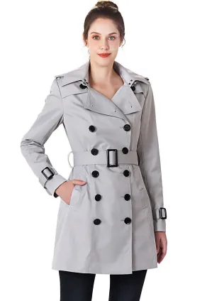 BGSD Women Leah Waterproof Hooded Mid Length Trench Coat