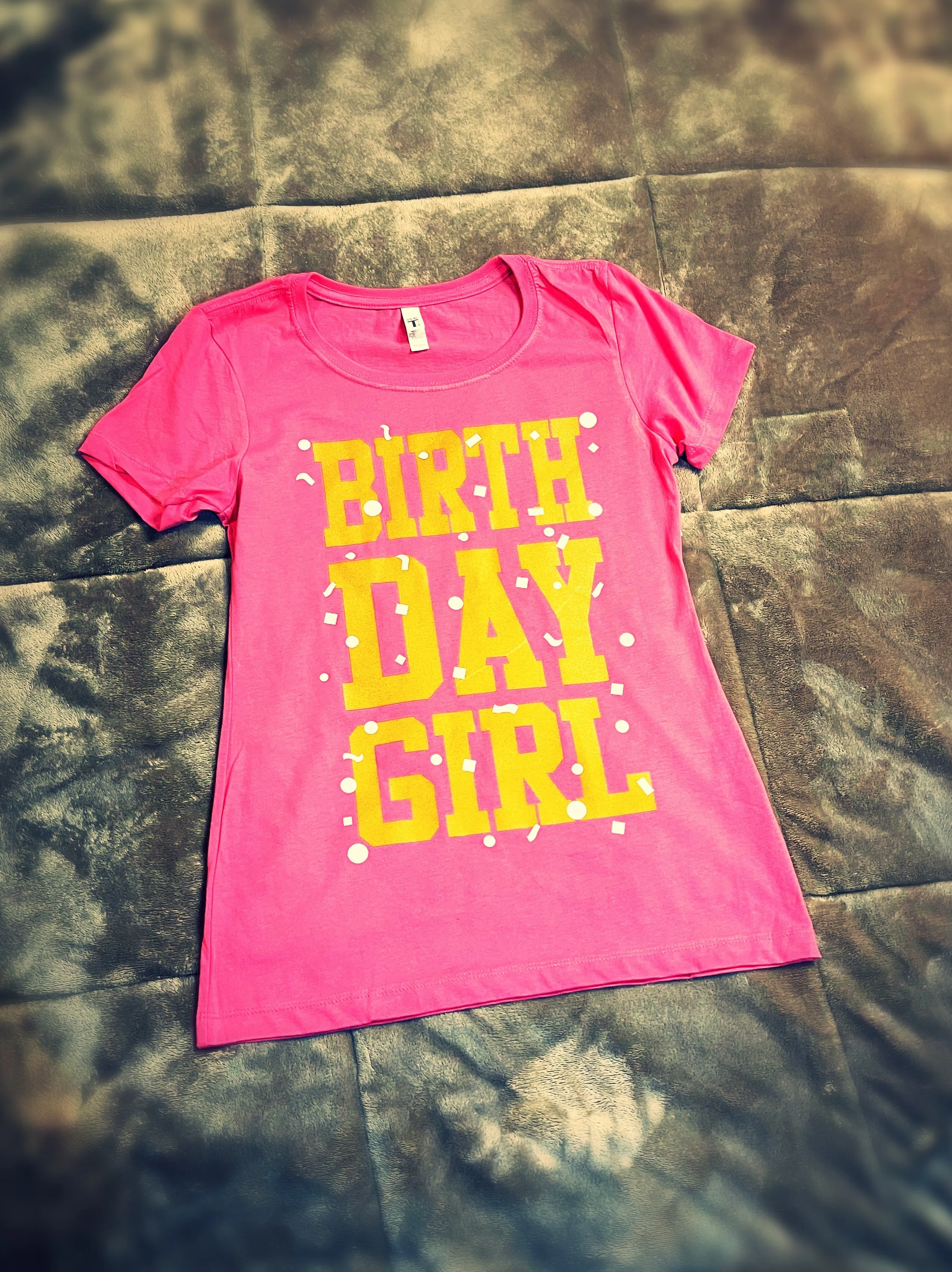 Birthday Girl T-Shirt (Pink, Gold, and White)