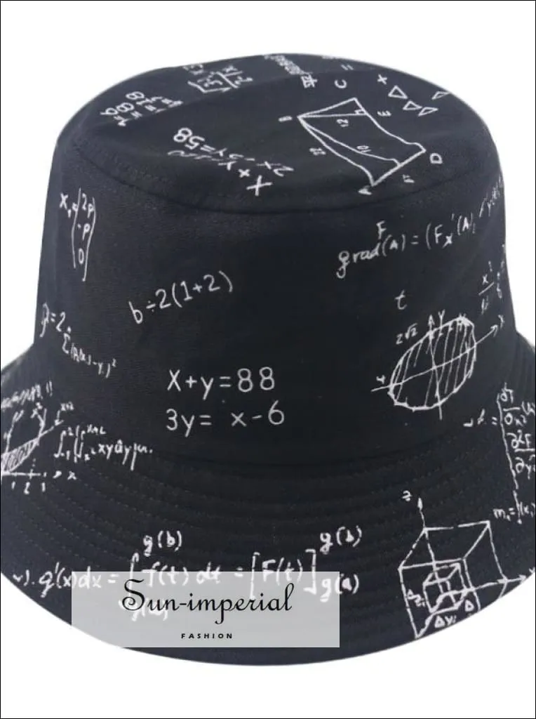 Black function Print Reversible Black White Cow Pattern Women Bucket Hat