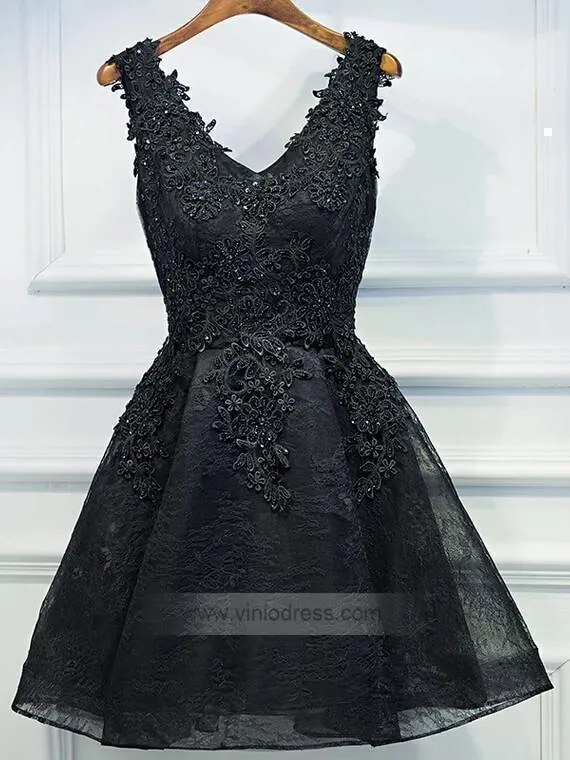 Black Lace Homecoming Dresses Short Party Dress SD1076