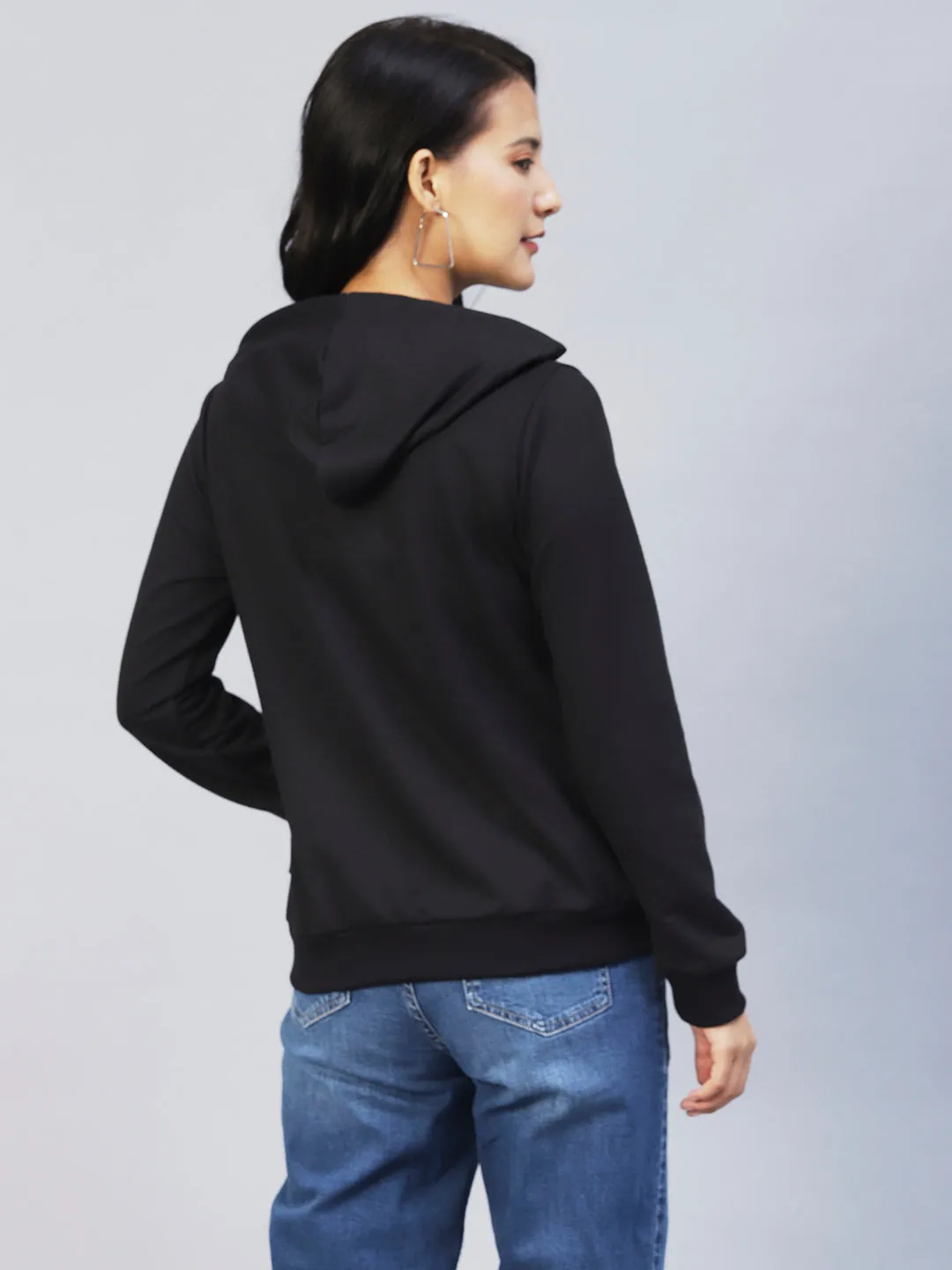 Black Printed Hooded Terry Sweatshirt