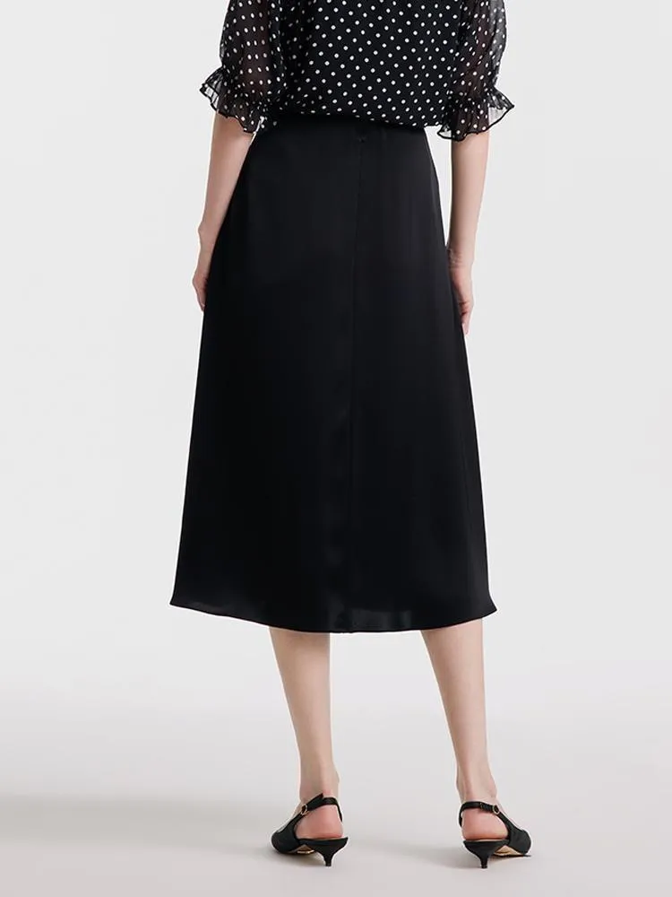 Black Triacetate A-line Women Skirt