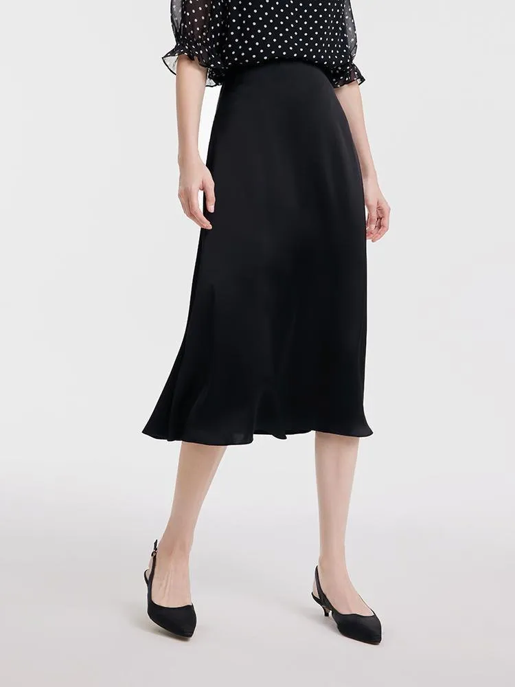 Black Triacetate A-line Women Skirt