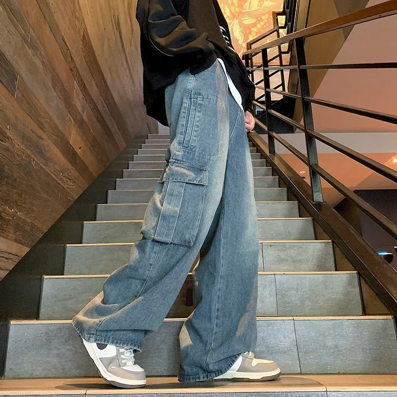 Bonsir 90s fashion men Spring 2024 New Japanese Fashionable Pants Men's Casual Pants American High Street Versatile Straight Wide Leg Loose Pants