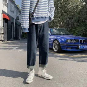 BONSIR   -  Streetwear Baggy Jeans New Spring Summer Men Korean Fashion Loose Straight Wide Leg Pants Male Clothing Light blue