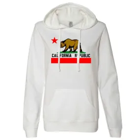 Cali Republic Borderless Bear Flag Black Text Ladies Lt./Wt. Hoodie