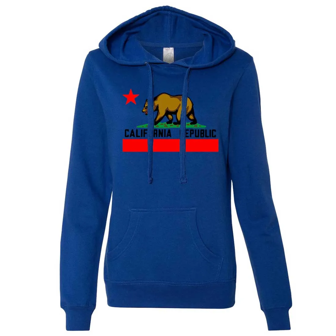 Cali Republic Borderless Bear Flag Black Text Ladies Lt./Wt. Hoodie