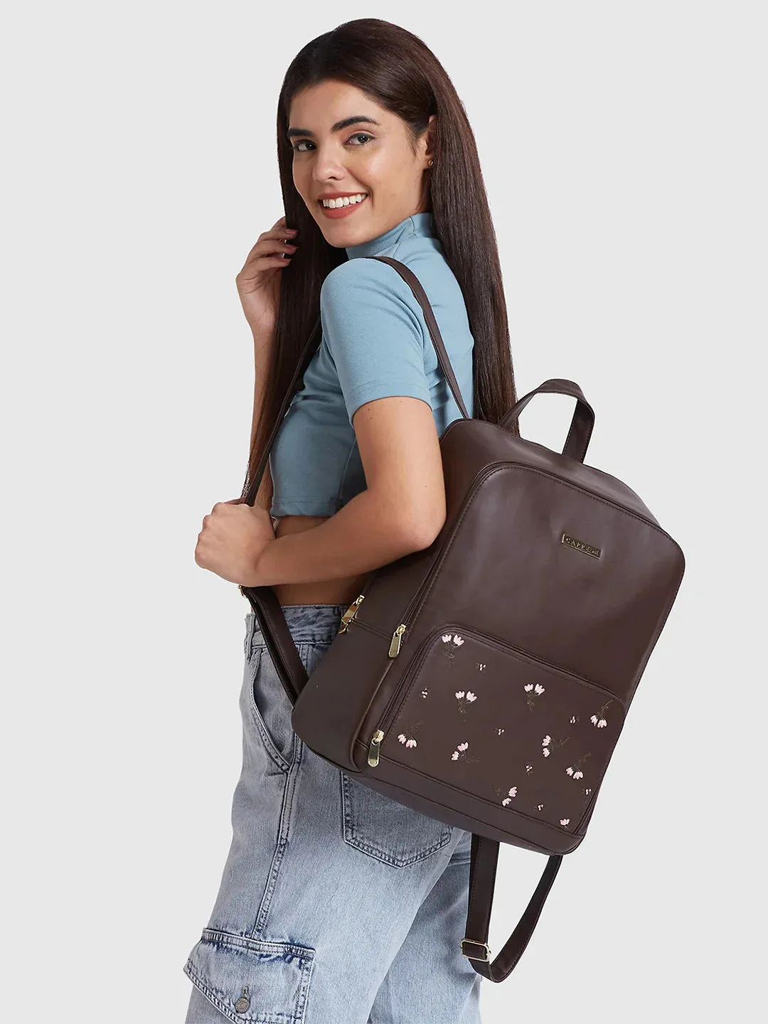 Caprese Adah Laptop Backpack Large Chocolate Brown