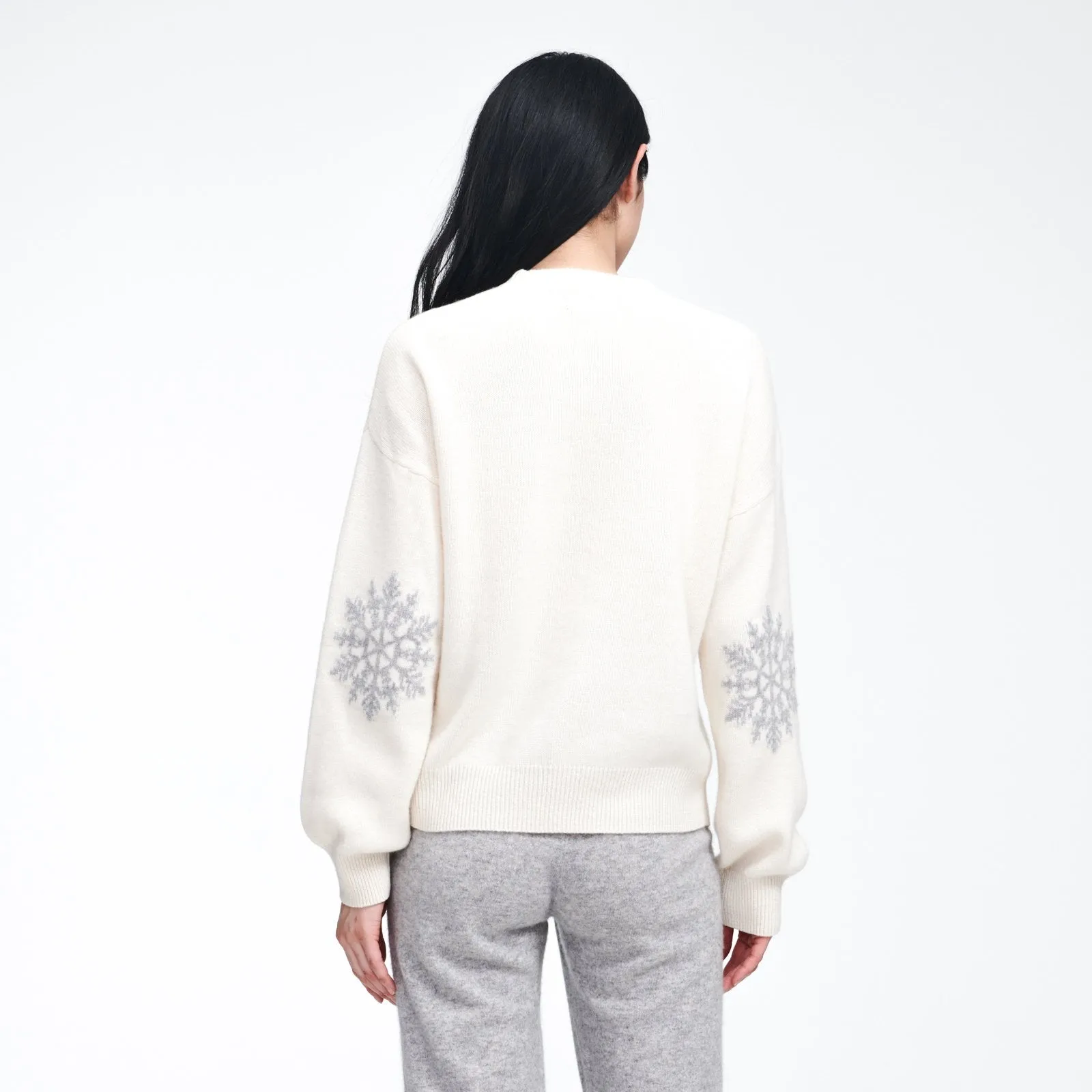 Cashmere Snowflake Crewneck Sweater