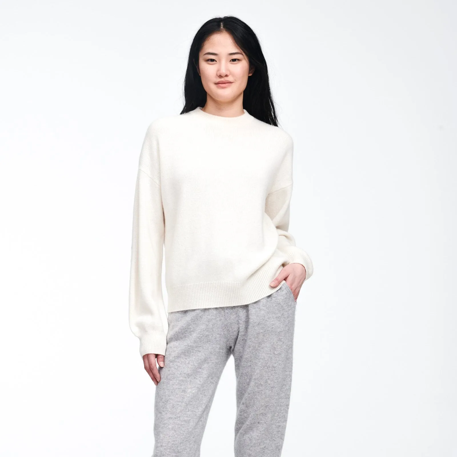 Cashmere Snowflake Crewneck Sweater