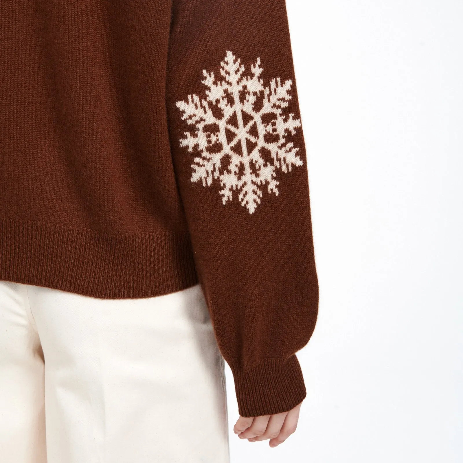 Cashmere Snowflake Crewneck Sweater