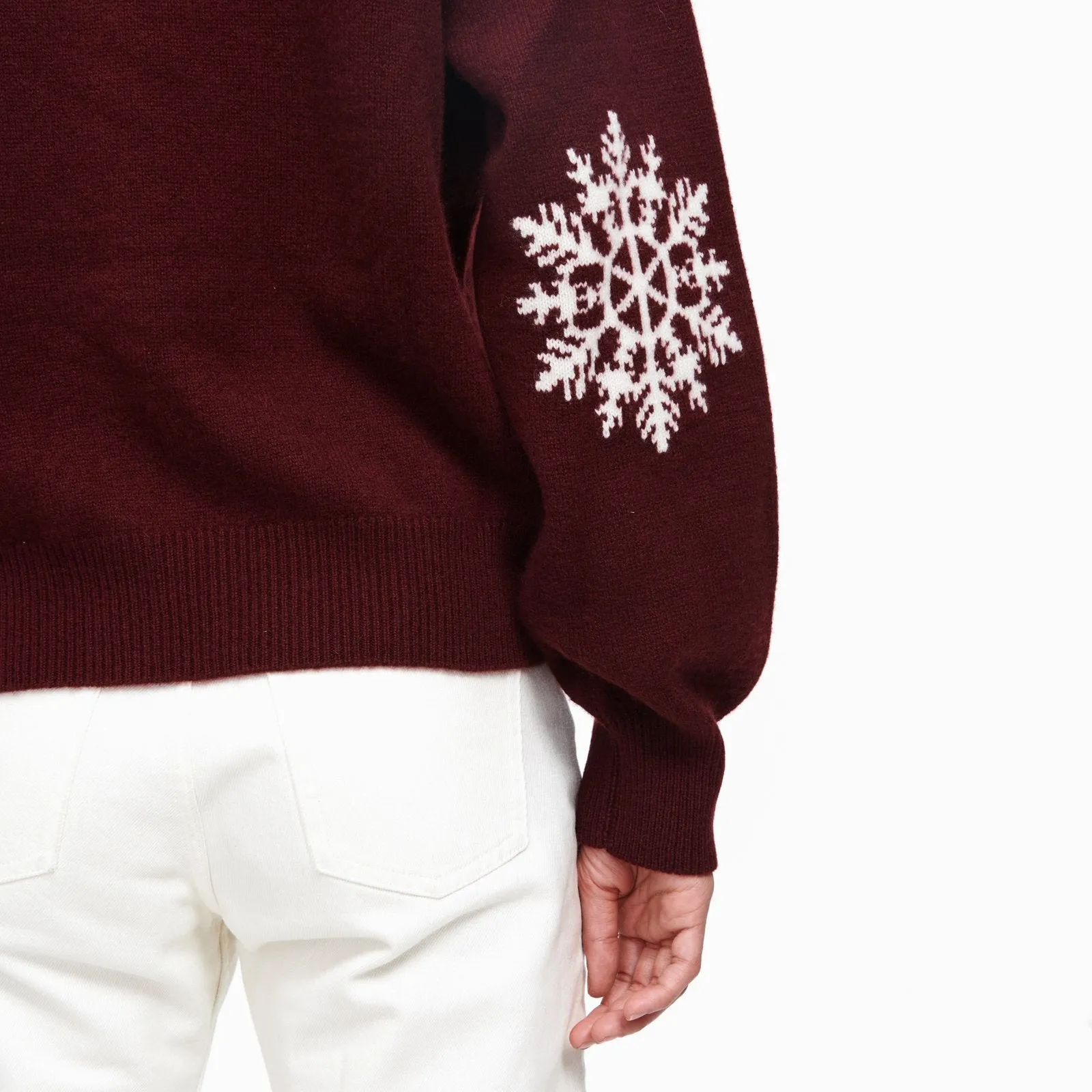 Cashmere Snowflake Crewneck Sweater