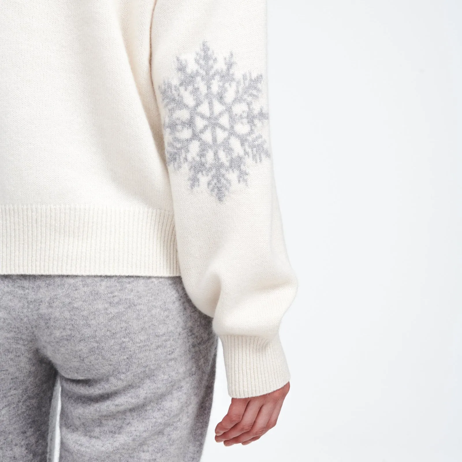 Cashmere Snowflake Crewneck Sweater